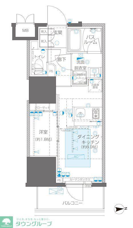 ZOOM信濃町(1DK/6階)の間取り写真