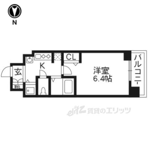 スワンズ京都七条リベルタ(1K/6階)の間取り写真