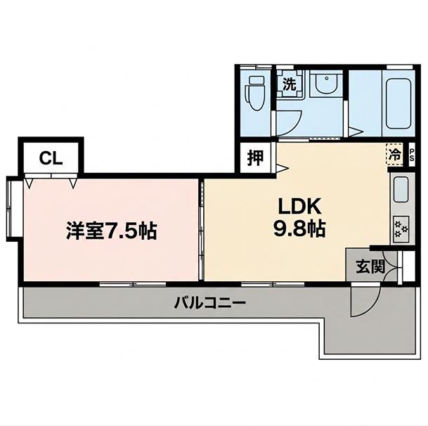 ボーセジュール(1LDK/2階)の間取り写真