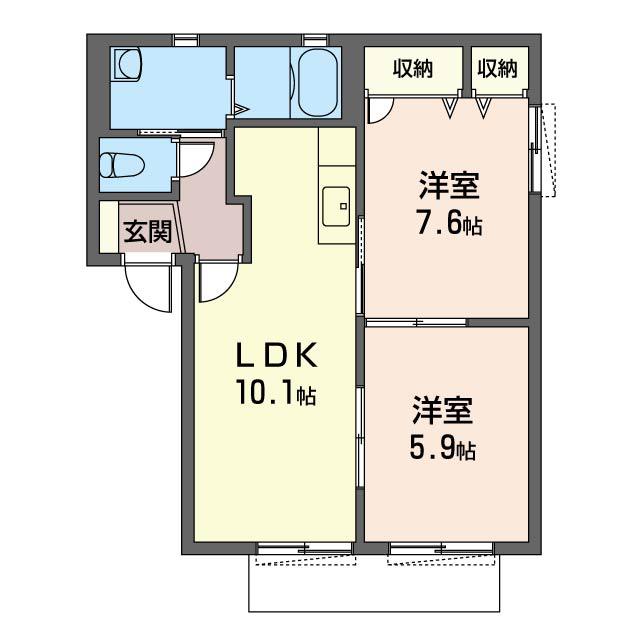 パレーシャル緑ヶ丘III(2LDK/1階)の間取り写真