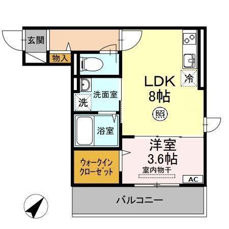 POLONIA MATSUBARAA棟(1LDK/3階)の間取り写真
