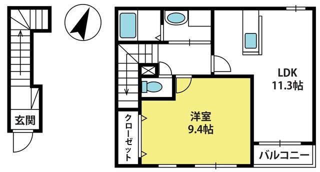 フォーエバービーチ(1LDK/2階)の間取り写真