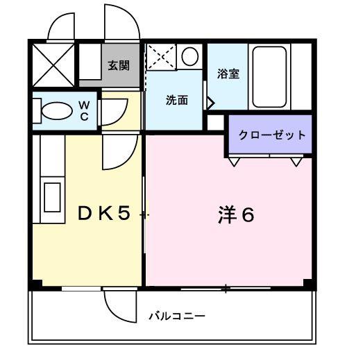 トリニティーグレース(1DK/2階)の間取り写真