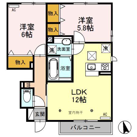 レジデンス・ヴェリータ(2LDK/1階)の間取り写真