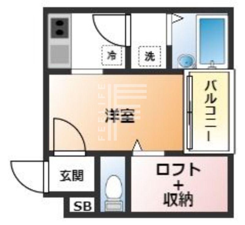 サエラIIIロイヤル(ワンルーム/2階)の間取り写真