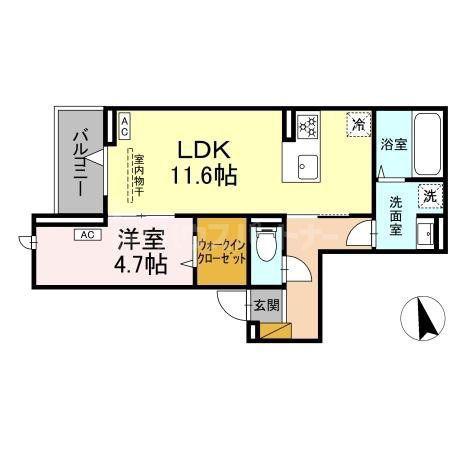 D-SOLACE津田沼II(1LDK/2階)の間取り写真