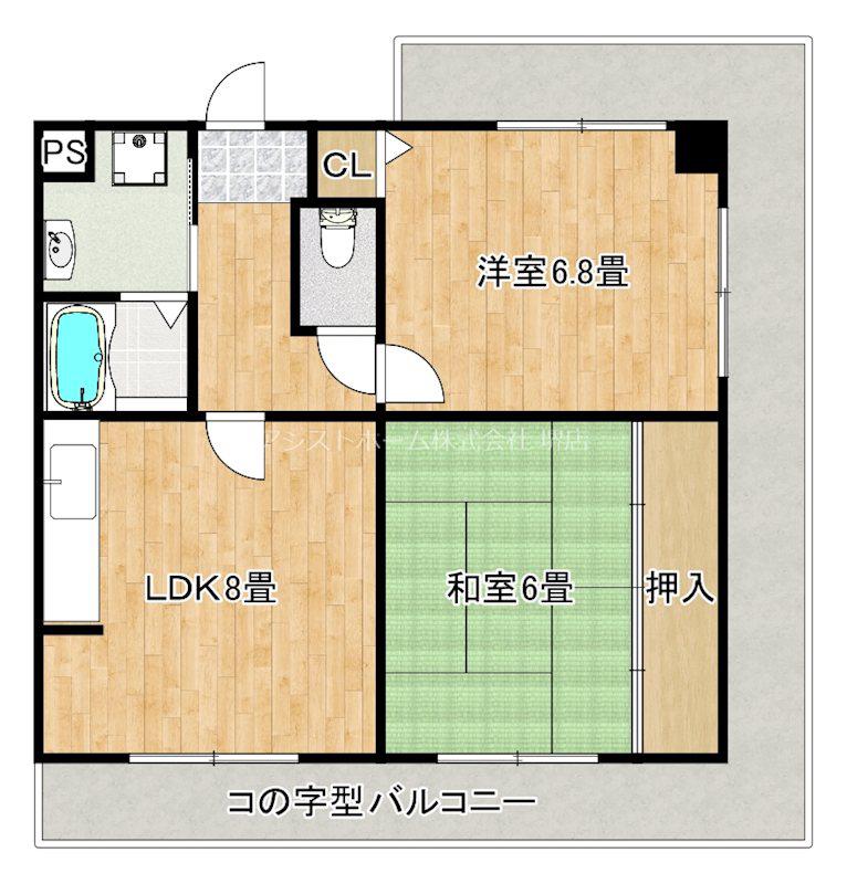 ロトルア(2LDK/8階)の間取り写真