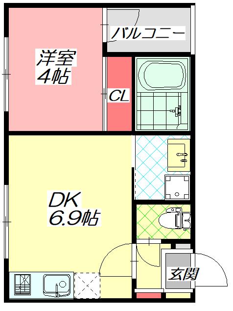 グリュック清水(1DK/2階)の間取り写真