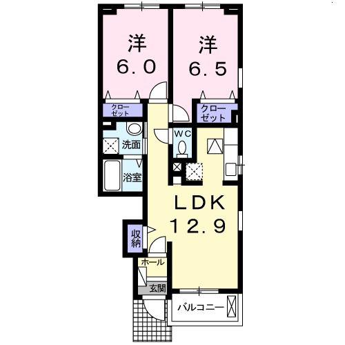 サンエスポアールV(2LDK/1階)の間取り写真