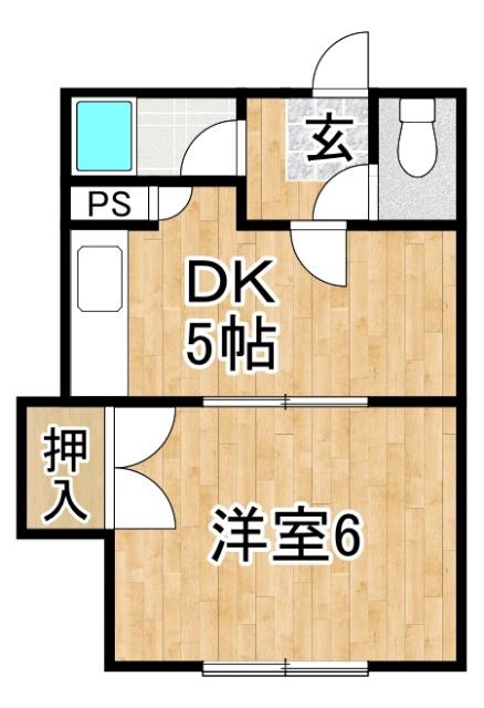 コーポルミナス(1DK/2階)の間取り写真