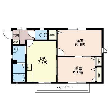 ガーデンハイツ遠藤(2DK/2階)の間取り写真