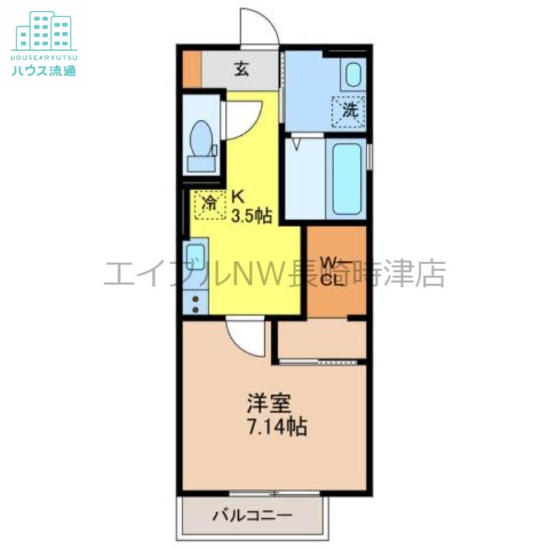 D-ROOMI-A(1K/2階)の間取り写真