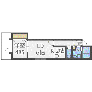 ベストハウス月寒(1LDK/2階)の間取り写真