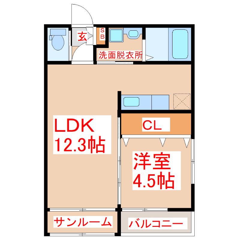 CLOUD9 DUO(1LDK/2階)の間取り写真