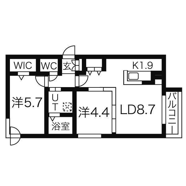 E-HORIZON北円山(2LDK/2階)の間取り写真