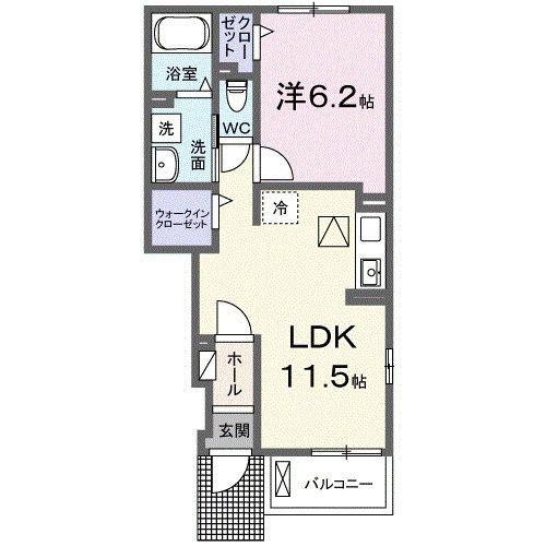 メゾン ビアンカ(1LDK/1階)の間取り写真
