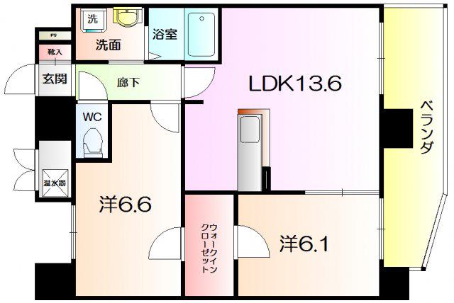 KMレジデンス堺東駅前(2LDK/11階)の間取り写真