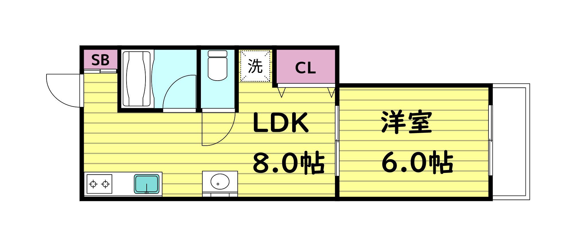 今津パークハイツA棟(1LDK/3階)の間取り写真