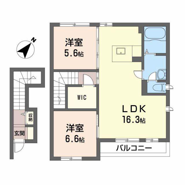 フレアコート(2LDK/2階)の間取り写真