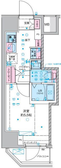 GENOVIA西千葉II(1K/4階)の間取り写真
