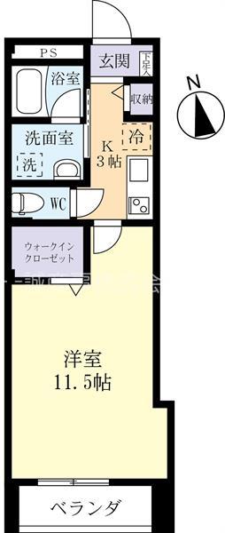レスパルテ守谷(1K/3階)の間取り写真