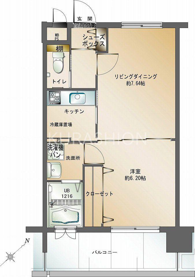 エンクレスト天神南III(2K/4階)の間取り写真