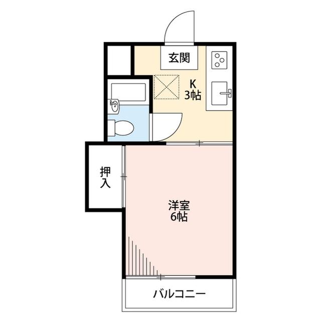 ハイツ竹川(1K/1階)の間取り写真
