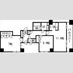 グランカーサ裏参道(2LDK/3階)の間取り写真