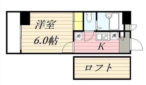 FLAT浦和(1K/6階)の間取り写真
