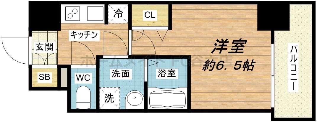 ルーエ本町(1K/8階)の間取り写真
