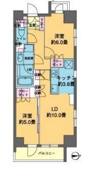 カスタリア東日本橋(2LDK/3階)の間取り写真