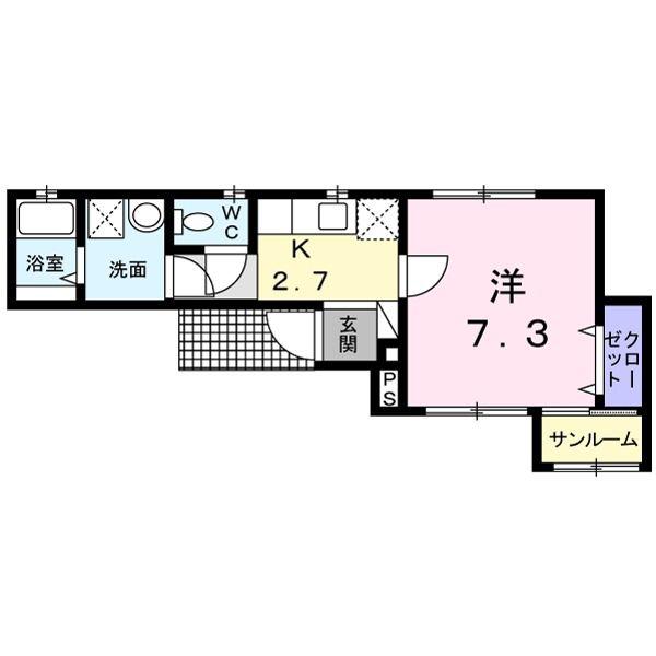 ジェルメ大喜新町(1K/2階)の間取り写真