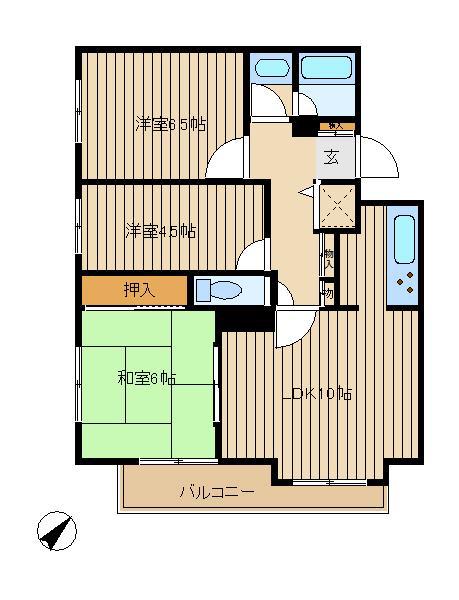 トーヨー柏ハイム(3LDK/3階)の間取り写真