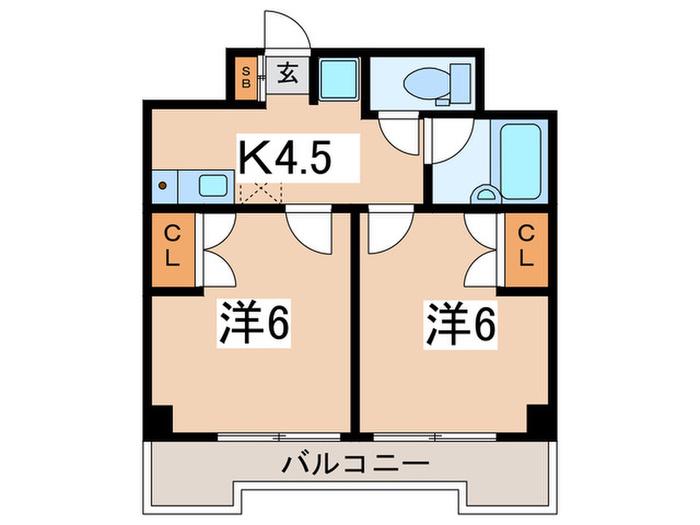 SOCIO町田(2K/1階)の間取り写真