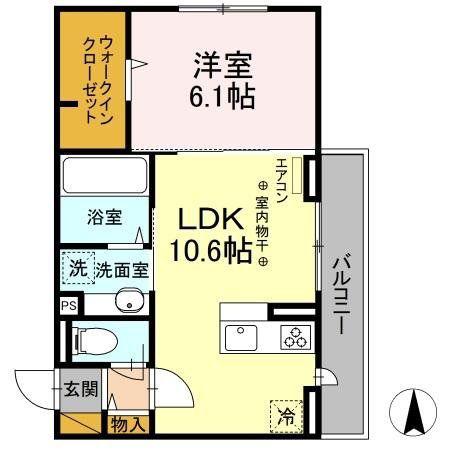 ディアス(1LDK/3階)の間取り写真