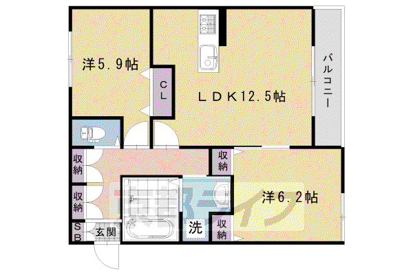 グランテージ(2LDK/1階)の間取り写真