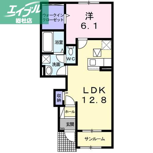 チャマハウス(1LDK/1階)の間取り写真