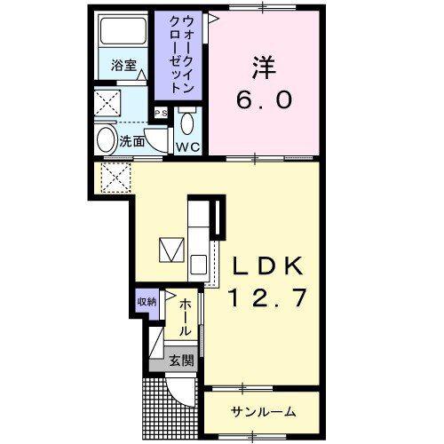 シエル エ ペシェ I(1LDK/1階)の間取り写真