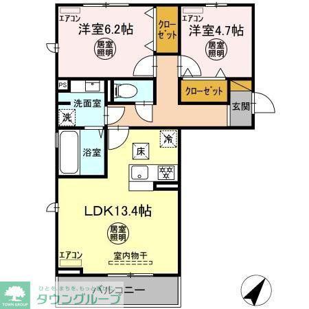 グランソレイユ(2LDK/2階)の間取り写真