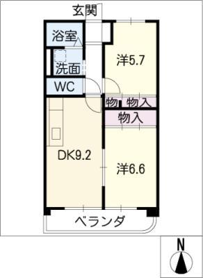 ルネージュ A(2DK/3階)の間取り写真