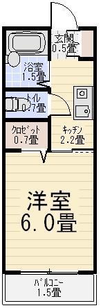 ドエルミナミ(1K/2階)の間取り写真