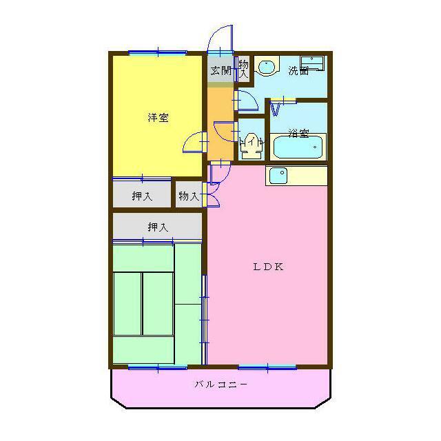 コーポ辻村II(2LDK/3階)の間取り写真