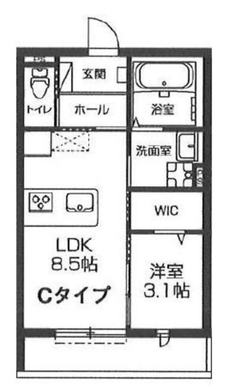 カトレア(1LDK/3階)の間取り写真