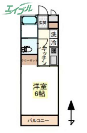 コラール(1K/2階)の間取り写真