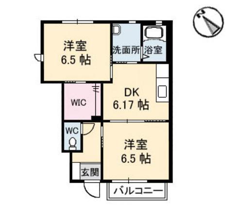 アマービレ夜見(2DK/1階)の間取り写真