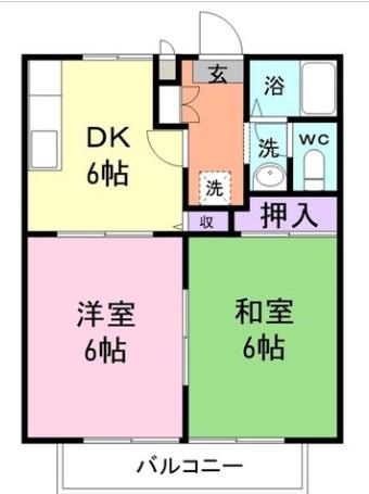 プレステージ21B(2DK/1階)の間取り写真