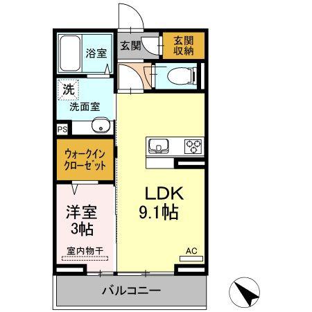 プレサーブ日の出II(1LDK/2階)の間取り写真