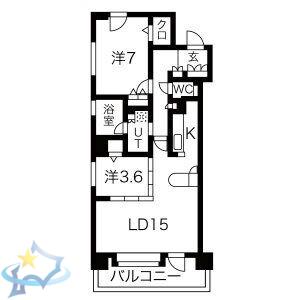 ラ・クラッセ札幌ステーションスクエア(2LDK/5階)の間取り写真