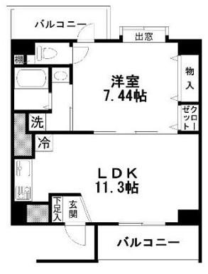 アーバンコート鳩ヶ谷(1LDK/9階)の間取り写真