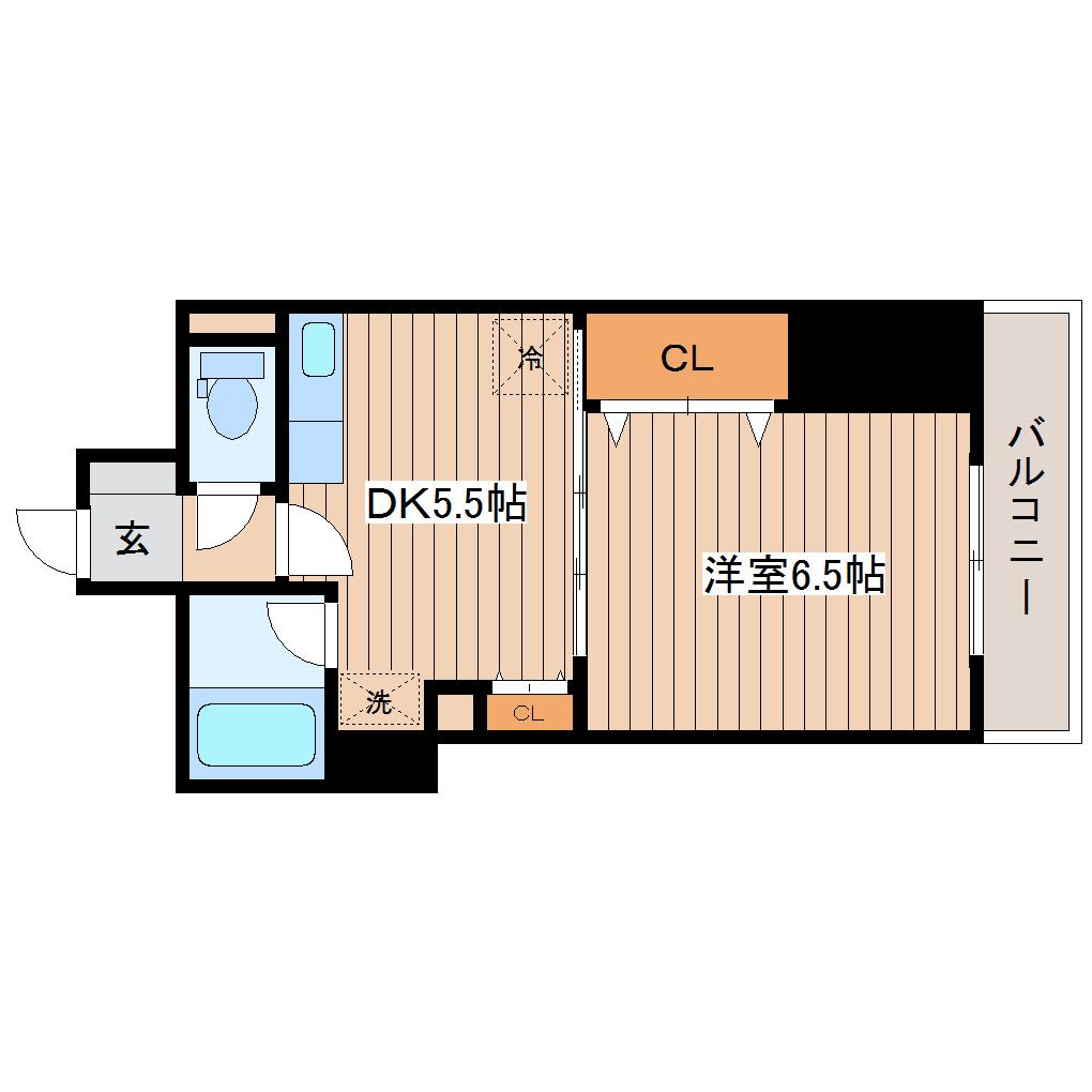 平和マンション北仙台(1DK/8階)の間取り写真